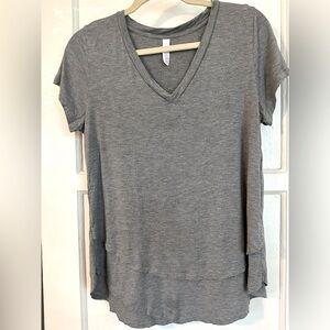 Latched Mama V-Neck Boyfriend Nursing Tee - Grey - Size XS